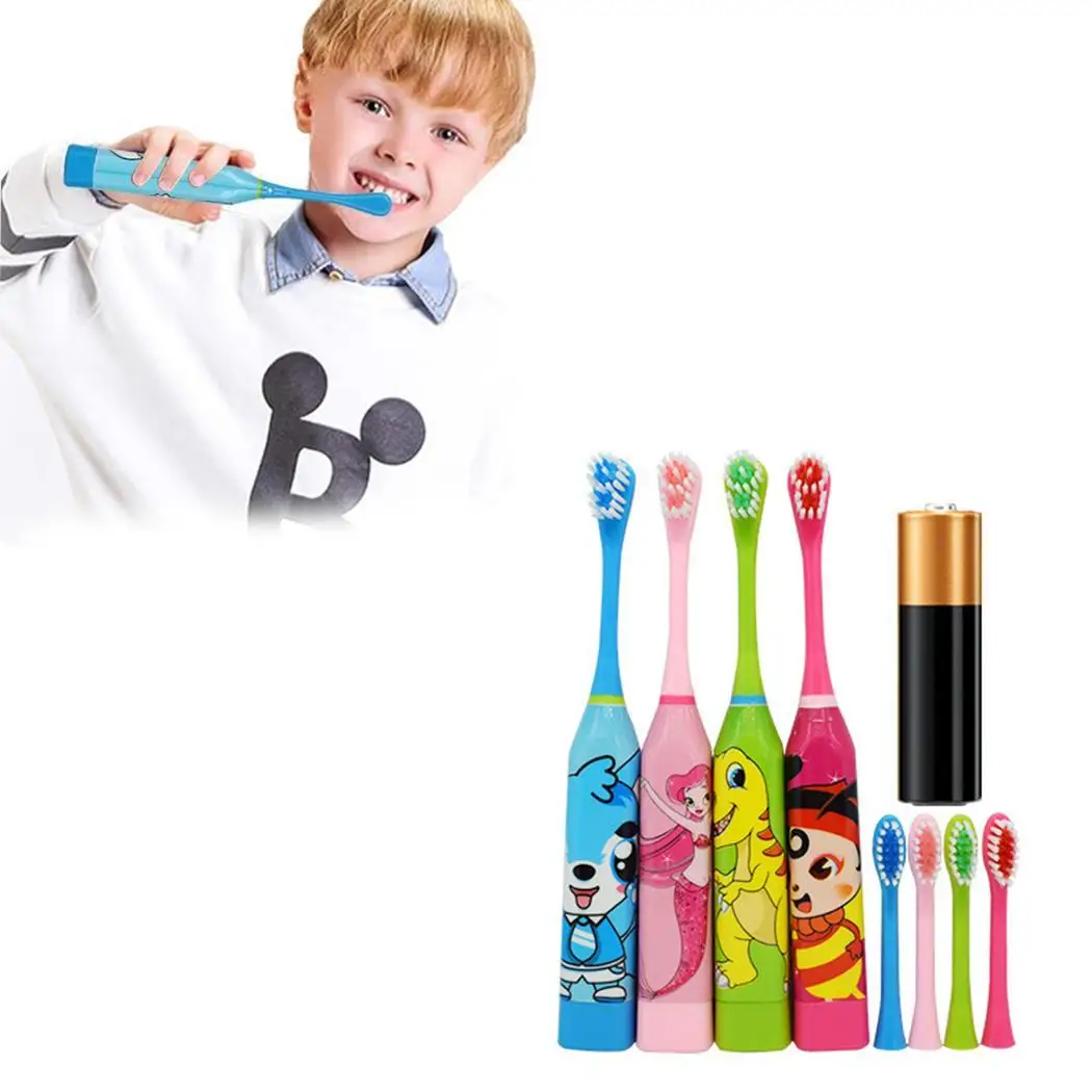 

Cute Cartoon Soft Children Electric Toothbrush Oral Ultrasonic Cleaning 1 x AA Battery(Not Include) Tool Head