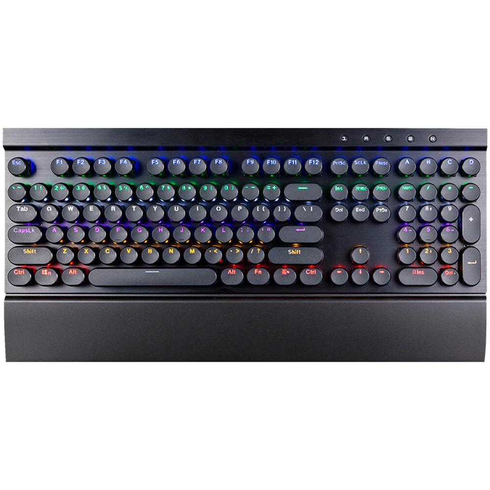 MK17 светящаяся компьютерная клавиатура USB 108 клавишей Полная Механическая игровая клавиатура круглая клавиатура Пылезащитная Проводная