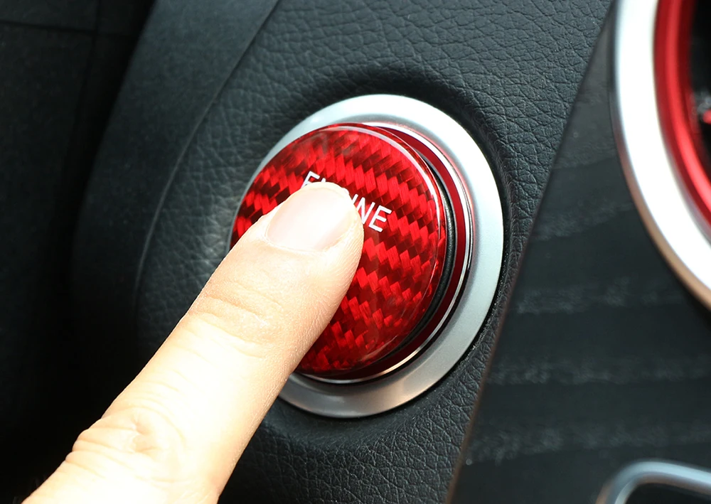 Углеродное волокно Start Stop стильная кнопка Зажигания для автомобиля крышка наклейка отделка зажигания для Mercedes Benz C Class W205 C180 C200 C250 C300 C400 C63