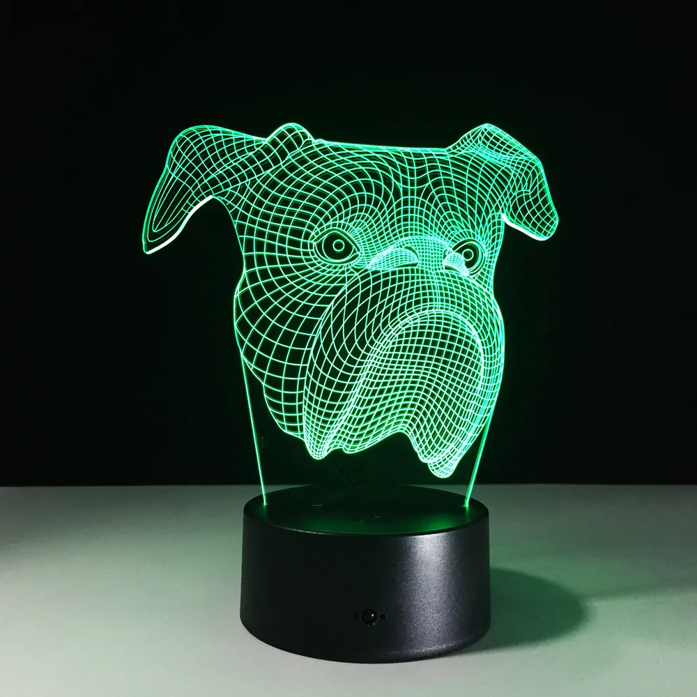 Dog3d Visual Illusion Lamp Transparent Acrylic Night Light Led Fairy Lampa 7 Color Changing Touch Table Bulbing Lambas MesaLight | Лампы и