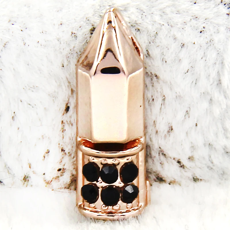 Ювелирные изделия yukam Black Rhinestone Loks Pencil Bullet Slide Charms для кожаной обертки Mesh Keeper