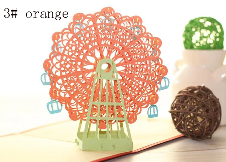  festival supplies greeting cards invitation paper pop up 3D Ferris wheel for Birthday Wedding Party - 32988894911
