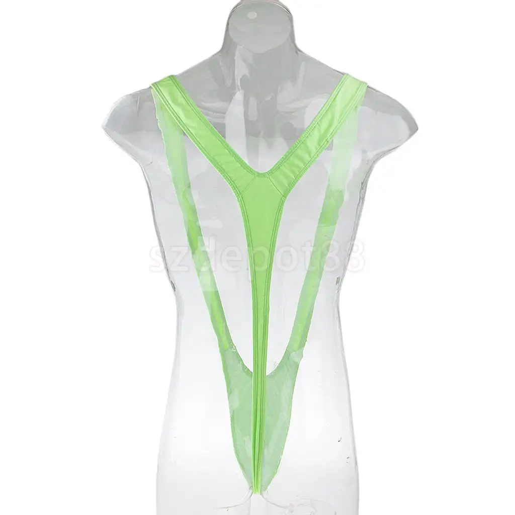 Men Sexy Fluorescent Green Mankini Thong Underwear Swimwear Borat Bikini