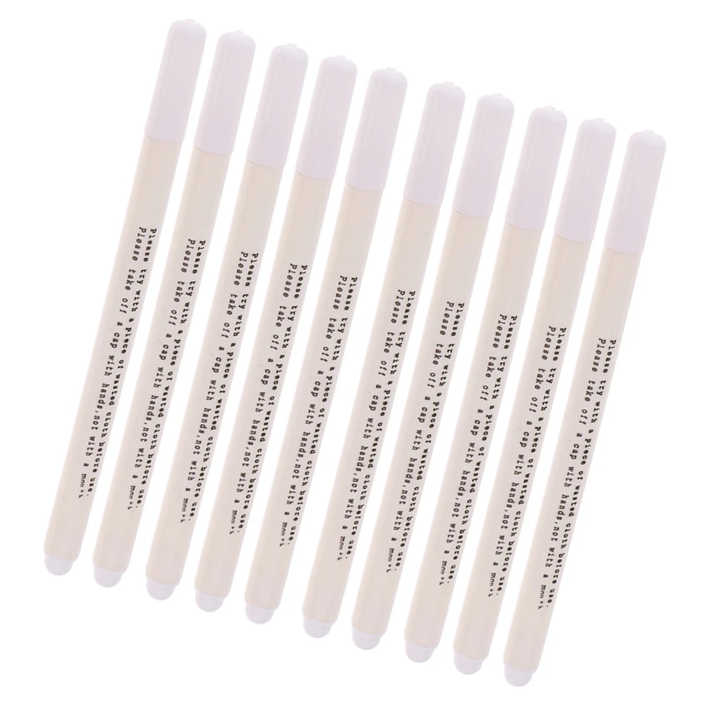 fityle 10Pcs DIY Air Erasable/Water Soluble Pen Temporary Marking for Fabric Cloth White
