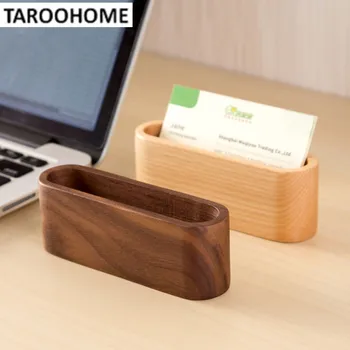 

1pc Wood Box Office Desktop Decoration Cardcase Storage Box Creative Simple Business Cards Holder Small Box