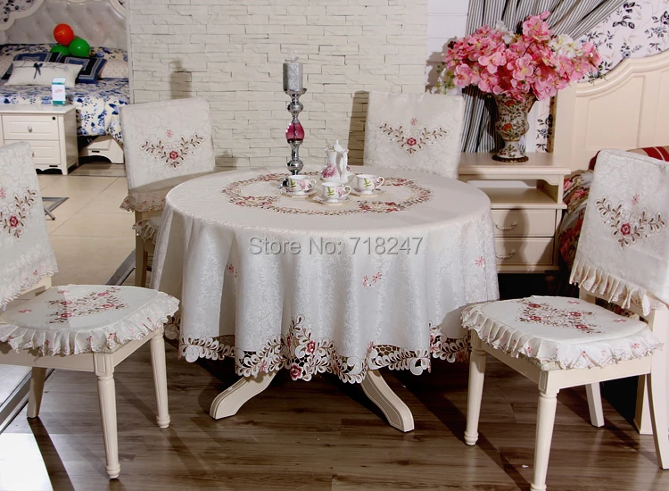 Vezon элегантные атласные жаккардовые скатерти с цветочной вышивкой ручной работы с вышивкой скатерти