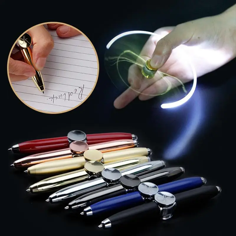 None Spinning Pen with LED Light Spinner Toys Ballpoint Pen Gift Spinning Entertaining Pen decompression toys