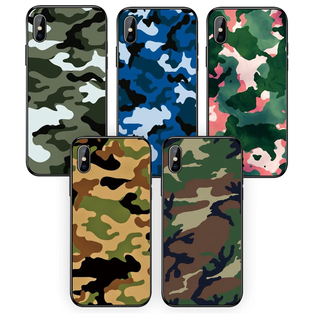 

Army Green Camouflage Case For iPhone X For iPhone5 5S SE 6 6S 7 8 PlusX XR XS Max Soft TPU Silicon Phone Cases Back Cover Coque