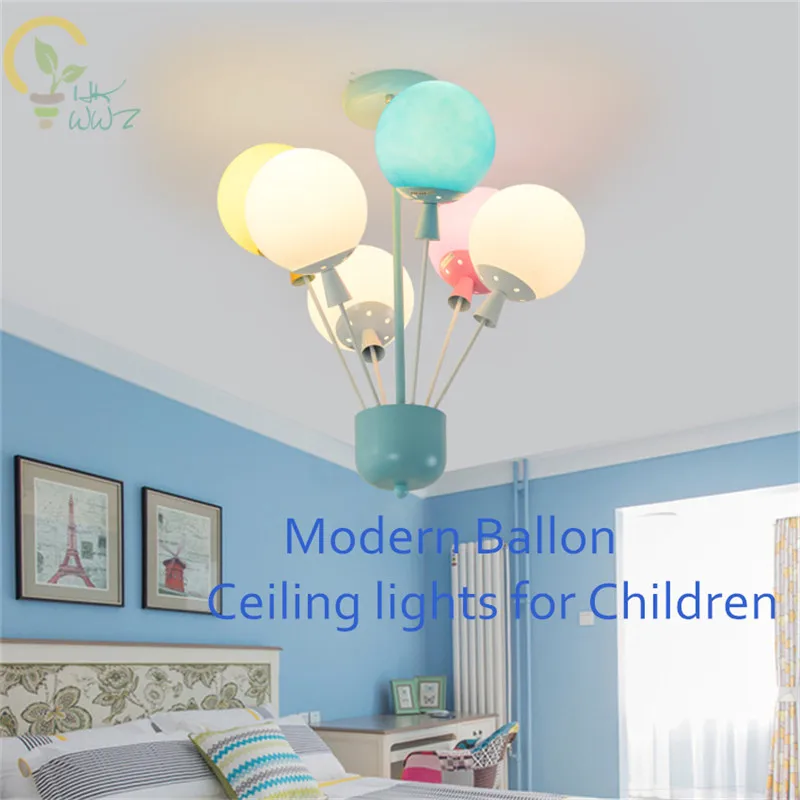 

Creative Modern Balloon Ceiling lights children's room Ceiling lamps boys girls bedroom lamp with Colourful Glass lampshade.