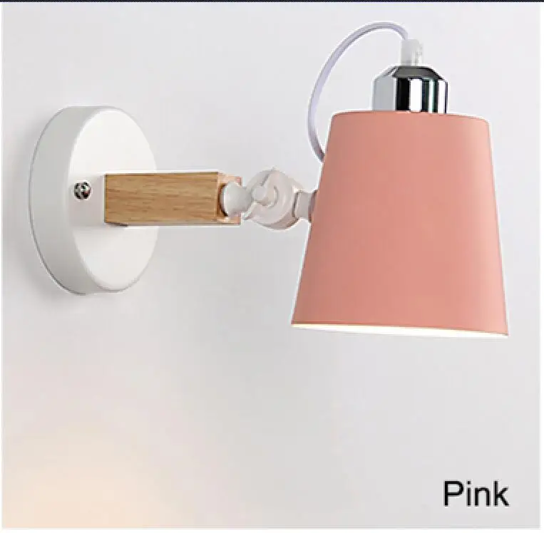 MDWELL современный стиль E27 светодиодный настенный светильник скандинавский металлический абажур настенные светильники для коридора спальни прикроватный светильник настенные бра - Цвет абажура: Pink