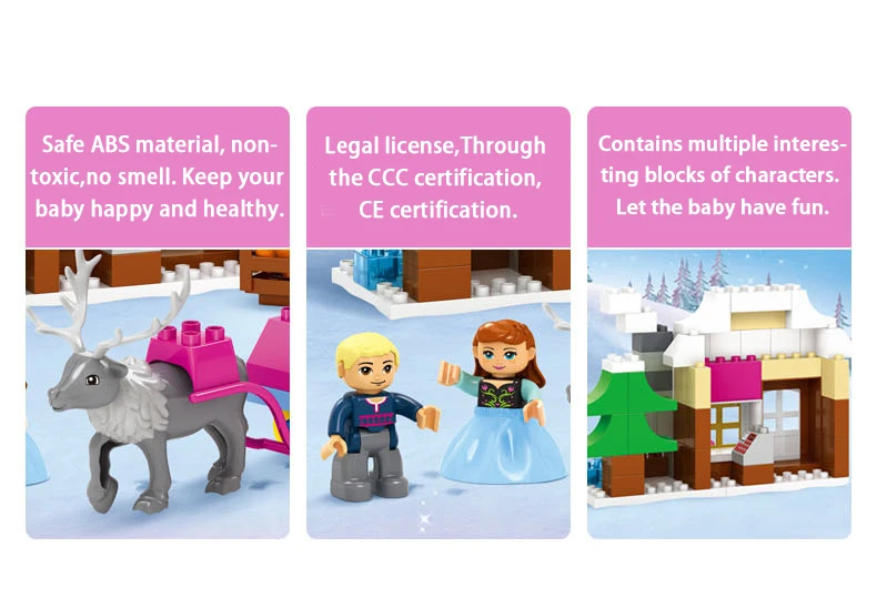 95 шт. кирпичи крупные частицы строительные блоки модель ледяная Принцесса замок мечты совместимые Legoe Duplo игрушки для детей Подарки для девочек