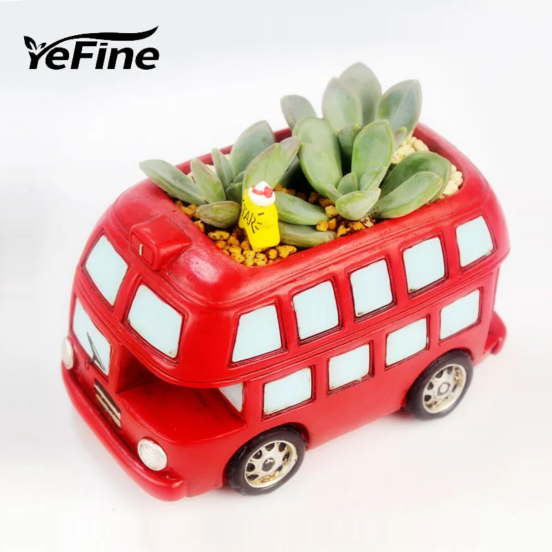 

YeFine Creative Retro Car Design Desktop Flower Pot Resin Crafts Home Decor Succulent Plants Bonsai Pots For Juicy Plants