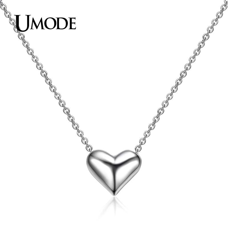 

UMODE New White Gold Color High Polish 3 Dimensional Love Heart Jewelry Necklace & Pendant Best Gift Accessories JN0002B