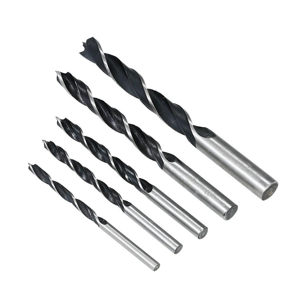 

Wood Drill Bits Carbon Steel Wood Hole Drilling Tool Bit Set Round Shank Woodworking Drill 4mm 5mm 6mm 8mm 10mm 5PCS