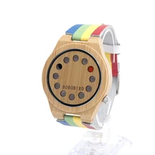 BOBO BIRD Japanese miyota 2035 movement wristwatches mutil color genuine leather stripe bamboo wooden watches for