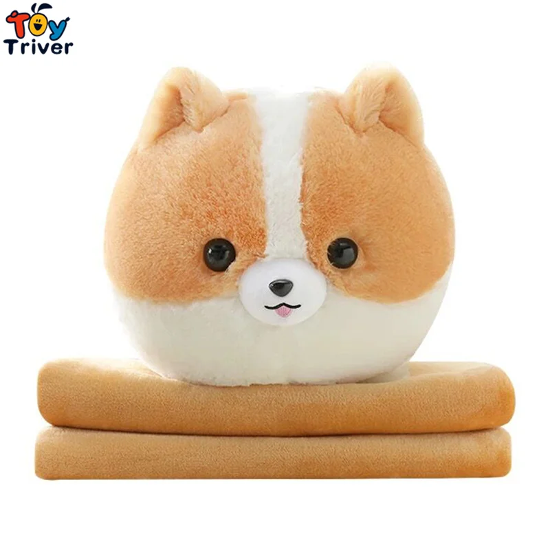 

Plush Pomeranian Dog Portable Blanket Toy Doll Baby Kids Shower Car Air conditioning Travel Rug Office Nap Carpet Birthday Gift