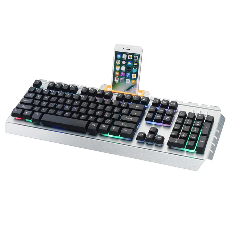 

104Key Metal RGB Light Gaming Keyboard Backlit Keycap Mechanical Keyboard Handle Feeling Computer Game Keyboard For PUBG LOL PC