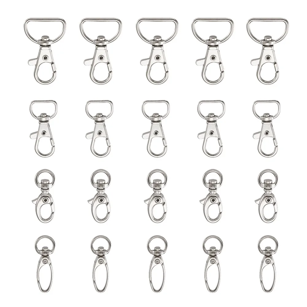 

100pcs/lot Iron Mixed Style Rotary Swivel Snap Hook Lobster Clasps for Bag Straps Keychain Jewelry Accessories 31~45x13~23x5~8mm