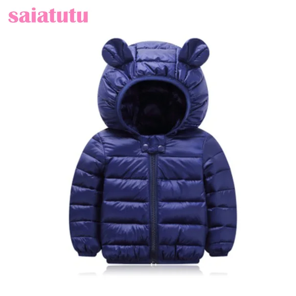 

navy blue kids baby children warm winter clothing girl Outerwear Coats Down jackets Parkas Cotton-padded jacket cute fashion