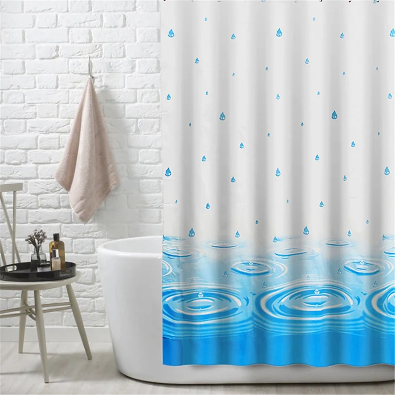 NEW Blue PEVA Shower Curtain Waterproof Mold Proof Eco friendly Endless