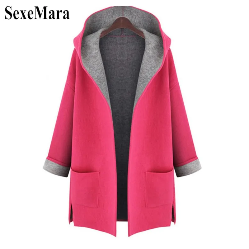 

2019 Women Hood Woolen Coat Autumn Wool Blends Fashion Outwear Female Plus Size Coats For Ladies Autumn Winter Wool Blends