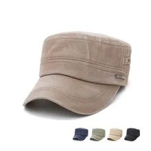 LCPEO fashion men's military cap Spring new sun hat Retro SPORT washed flat cap