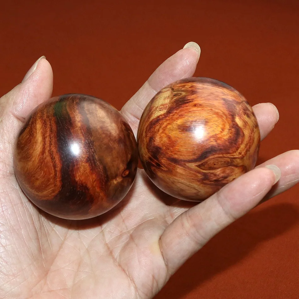 

55mm 2pcs health balls Genuine Chinese Hainan huanghuali rosewood sphere men gift decor wood handball collectible