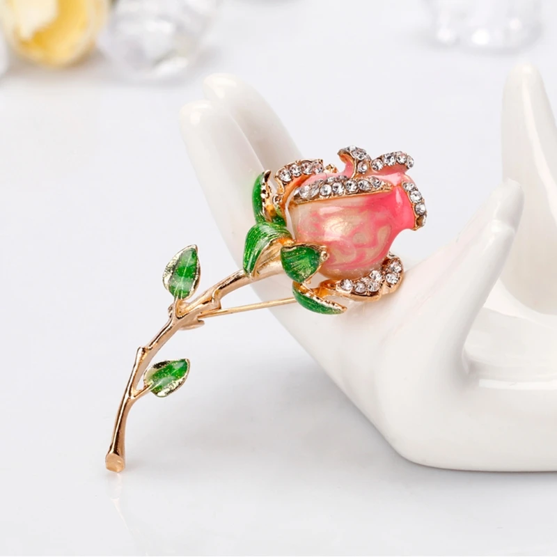 

JAVRICK Rose Flower Brooch Pins Jewelry Women Luxury Banquet Fashion Decoration Corsage Girl Party Dress Accessories