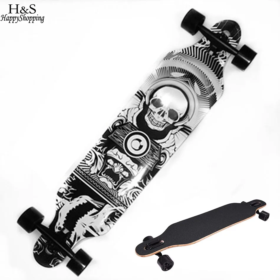 

Skull Pattern Skateboard For Children Road Longboard Skid Resistance Skate Board 4 Wheels Anti-shock Downhill Street Long Board