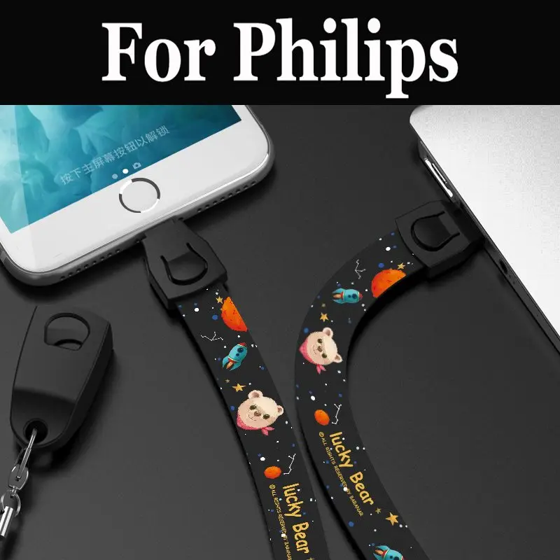 USB للهاتف المحمول حزام الكرتون لطيف القط الحبل الهاتف اليد ل فيليبس S326 S337 X818 X586 S318 S327 X588 الهدية S386 S395