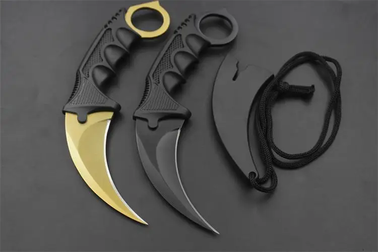 CS Cold CS GO нож выцветание Karambit csgo ножи охотничьи боевые тактические выживания армейский нож navajas couteau Кемпинг убоя - Цвет: Golden