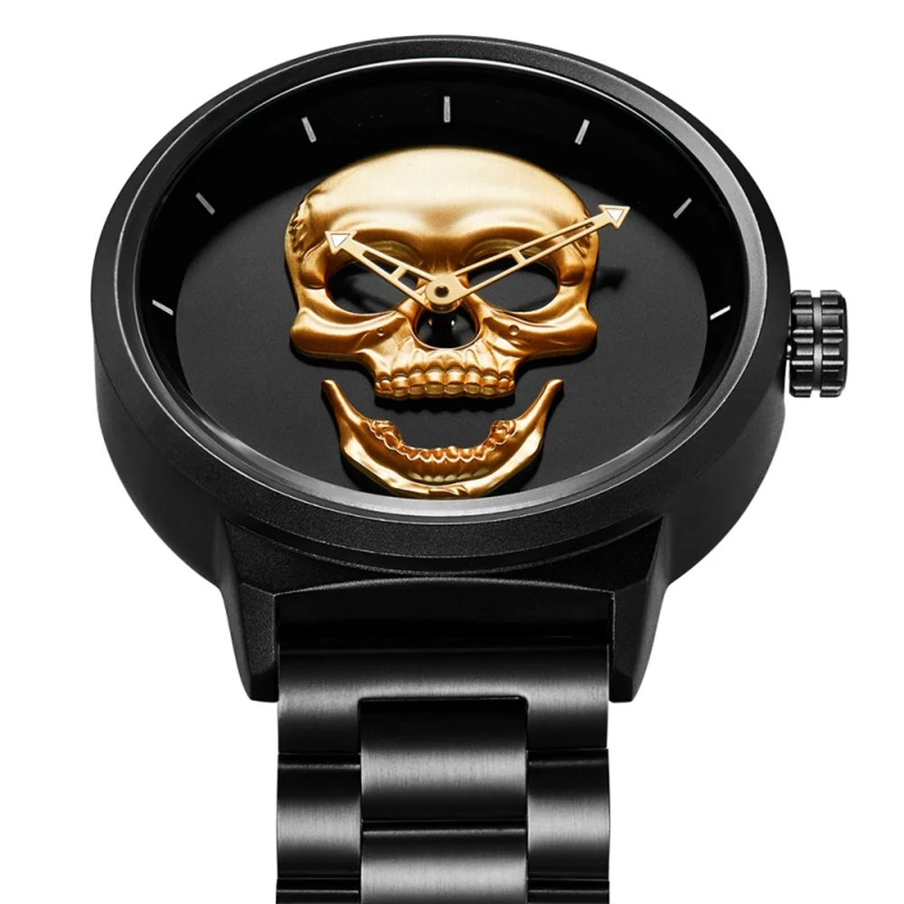 

ZK30 Men Watches Cool Punk 3d Skull Stainless Steel Luxury Brand Sports Quartz Movement Waterproof Shockproof Male Wristwatches
