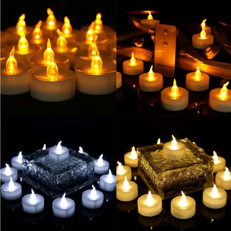 

12pcs Flickering LED Candle Lights With Remote Control Flameless Electric Tealight