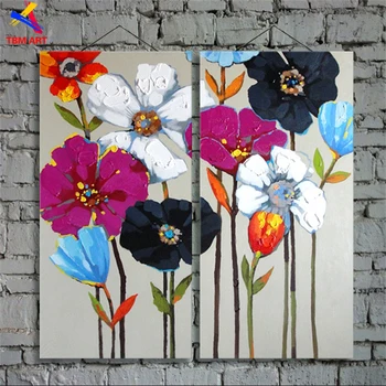 

Textured Floral Hand Painted Modern Abstract Oil Painting On Canvas Wall Art Gift for Living Room Decoration No Framed CT011