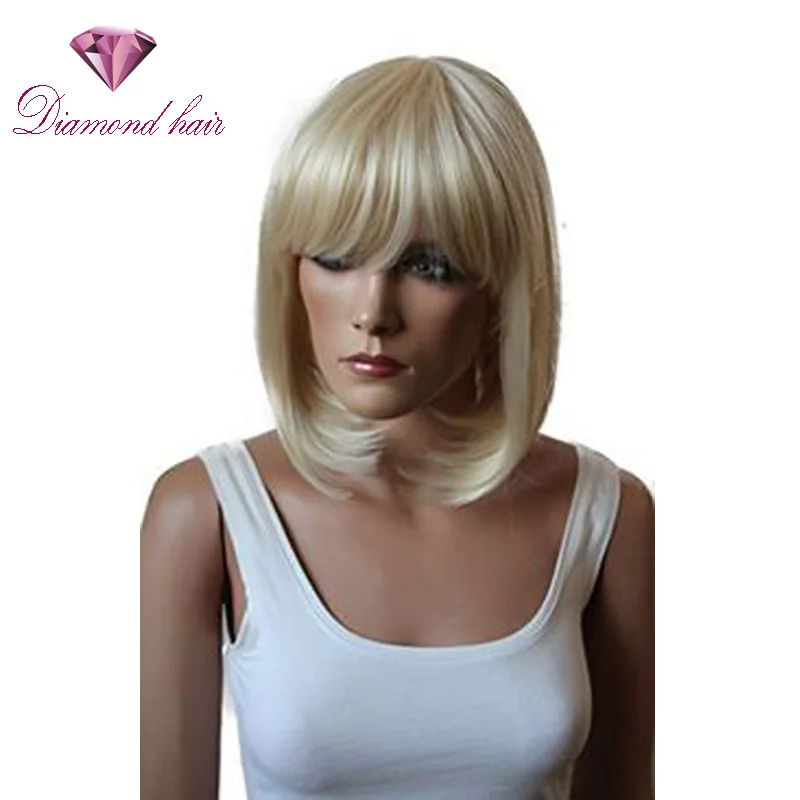 130 density 8A Top Grade 613 Lightest Blonde Short Bob Wigs Brazilian