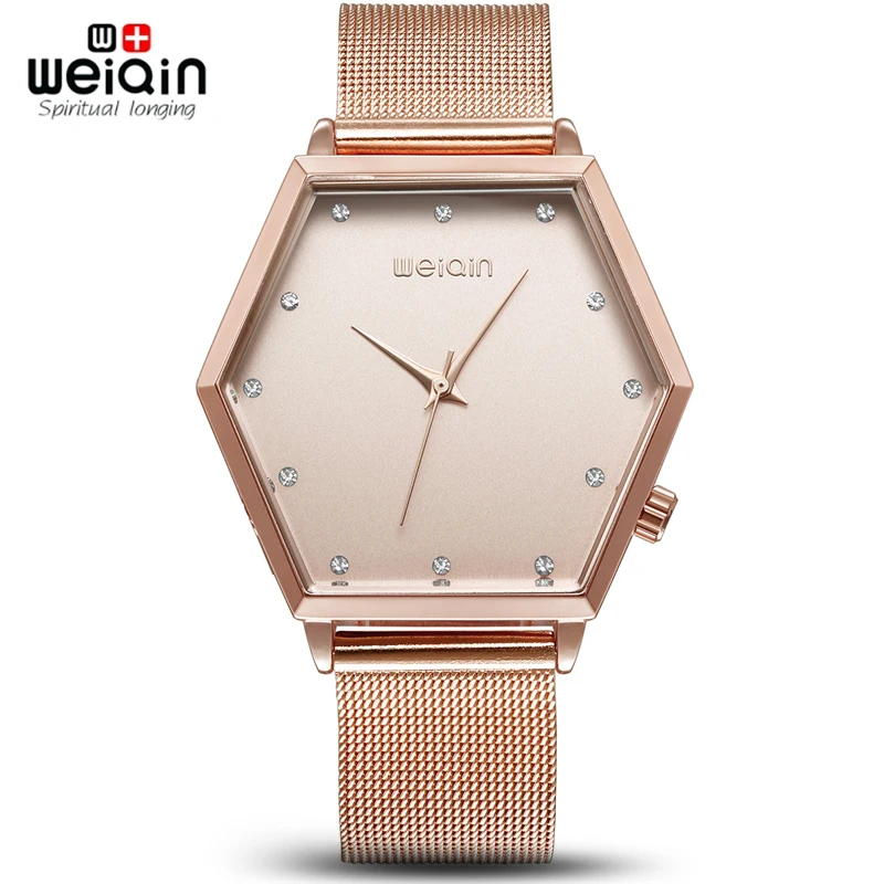 

Top Brand WEIQIN Women Watches Ultra Thin Stainless Steel Band Analog Display Quartz Wristwatch Luxury Watches Relogio Feminino