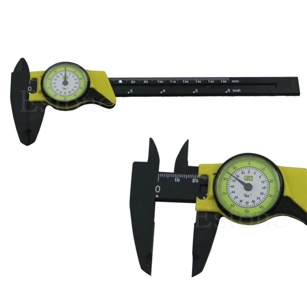 

New 1pc Dial Caliper 6 Inch 150mm Plastic Vernier Caliper 4 Way Gauge Micrometer H02