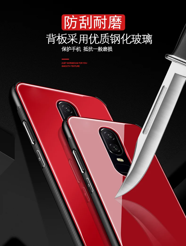 Tempered Glass Case for oneplus 6 oneplus6 1+6 Hybrid Hard PC Soft TPU Mirror Surface Glass Back Cover for one plus 6 Case