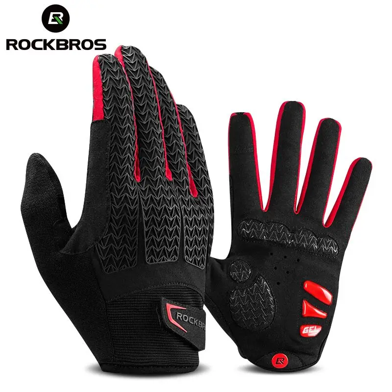 

ROCKBROS Autumn Winter Touch Screen Full Finger Cycling Gloves Windproof Thermal MTB Road Bike Gloves For Bicycle Motorcycle