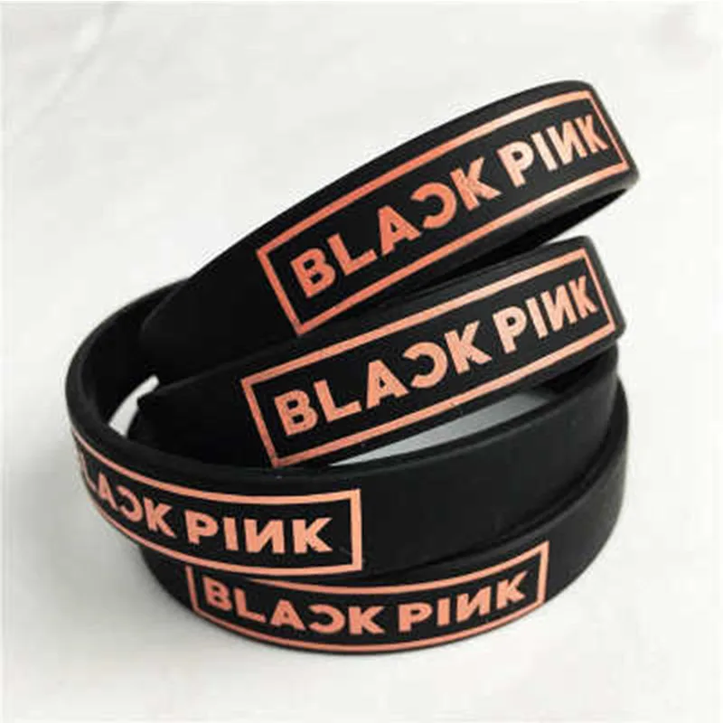

BlackPink Jennie Jisoo Lisa Rose Name Colorful Silicone Bracelet Wristband Women men Jewelry Accessories LX190
