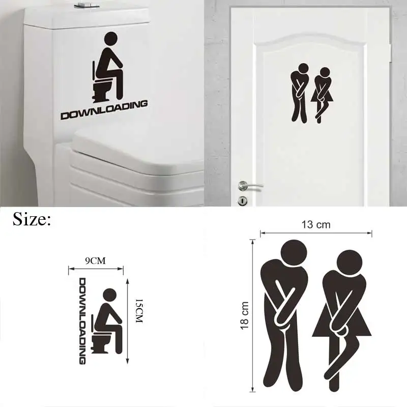 

1pcs WC Toilet Stickers Bathroom Stickers Wall Decals Decorative Stickers Art Word Quote Wall Sticker Black Funny Home Decor