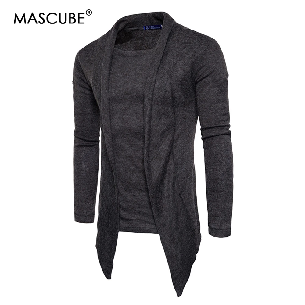 

MASCUBE 2019 Cardigan Men Fashion Spring Autumn Mens Sweaters Middle-Long length Cardigan Slim Fit Casual Male Sweater