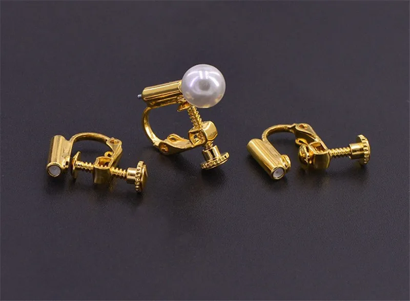 BoYuTe 5 Pairs 4 Colors 1316MM Metal Brass Adjustable No Pierced Ear Clip Diy Earring Converter Jewelry Accessories (2)