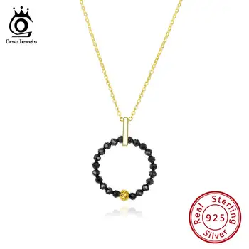 

ORSA JEWELS 18K Gold Round Natural Gemstone Pendant Necklace For Women Pure 925 Sterling Silver Necklace Newest Jewelry SN154