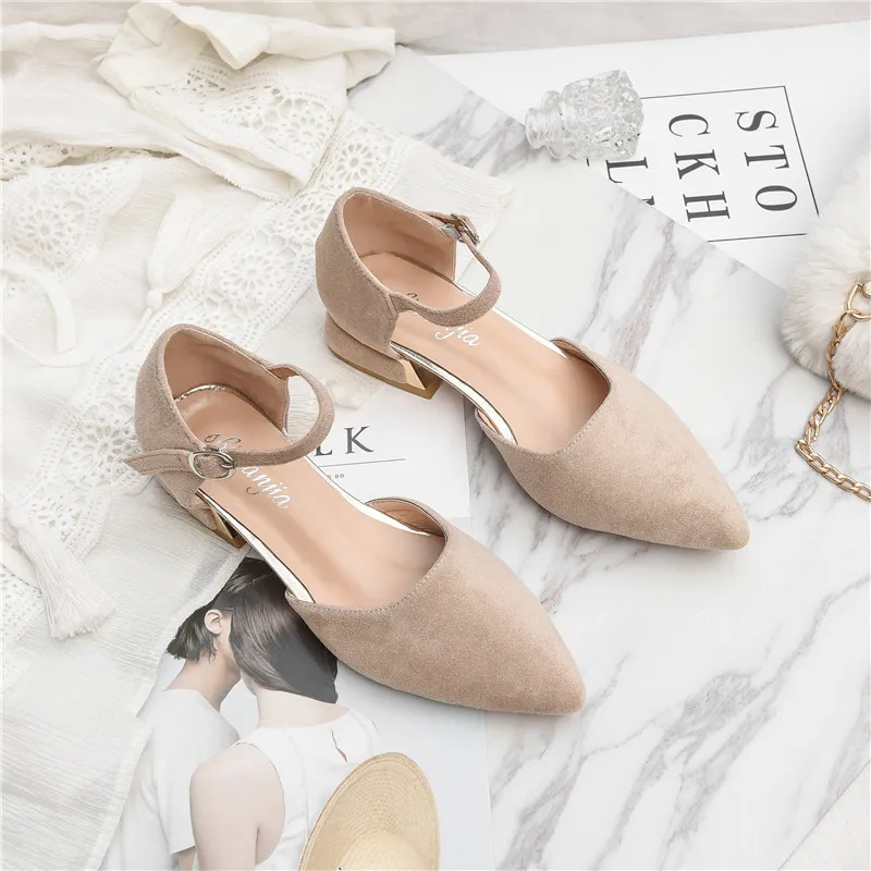 Square Heels Women Pumps Summer Women Heel Shoes Black Pumps Low Heel Shoes Women Fashion Buckle Ladies Shoes