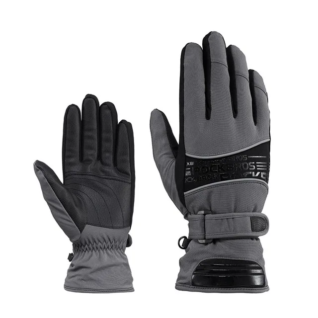 ROCKBROS лыжные перчатки термальные водонепроницаемые перчатки для катания на лыжах сноуборде зимние мотоциклетные ветрозащитные-30 градусов для верховой езды Пешие прогулки зимние перчатки - Цвет: S132Gray