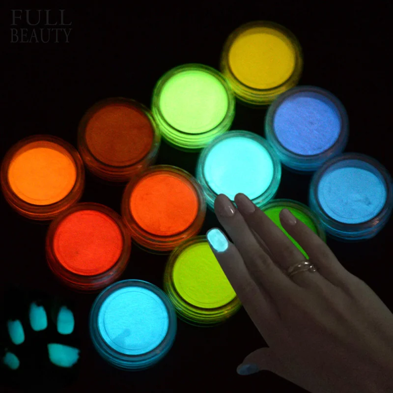 

1g Ultrafine Fluorescent Nail Powder Neon Phosphor Colorful Nail Art Glitter Pigment 3D Glow Luminous Dust Decorations YS01-12-1