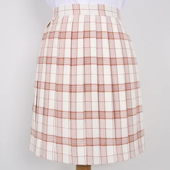 

Kawaii Girls Japanese Style Mini High Waist Pleated Skirts Jk School Uniform Cute Mini Short Skirts Color Pink Lattice Skirts XL