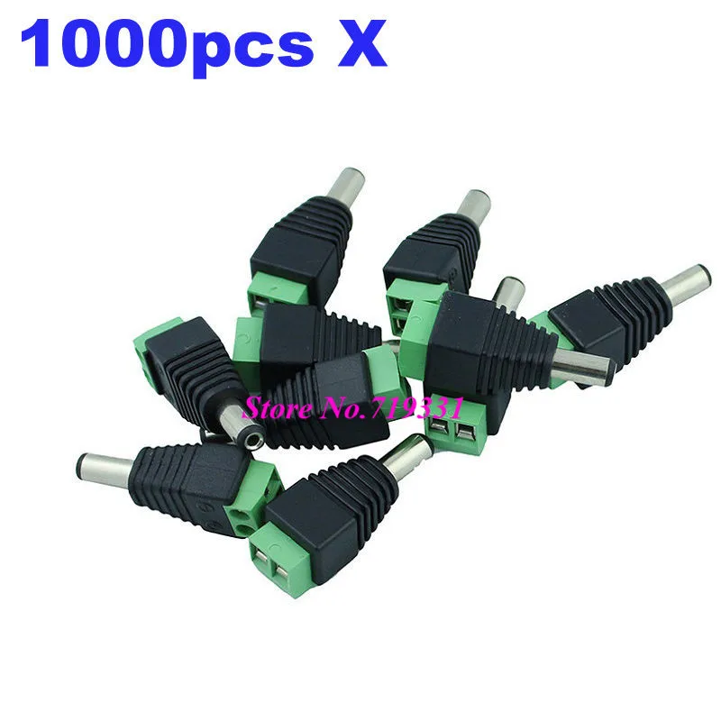 

1000pcs DC 5.5mm x 2.1mm male CCTV Camera LED DC Power plug Adapter