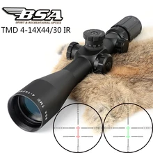 BSA TMD 4-14X44 IR первая фокальная плоскость FFP винтовки Scopes Боковая регулировка параллакса стекло Травленое сетка с подсветкой тактический прицел для охоты